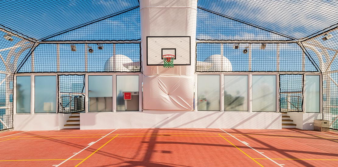 Why not shoot a few hoops on a sunny day at sea?